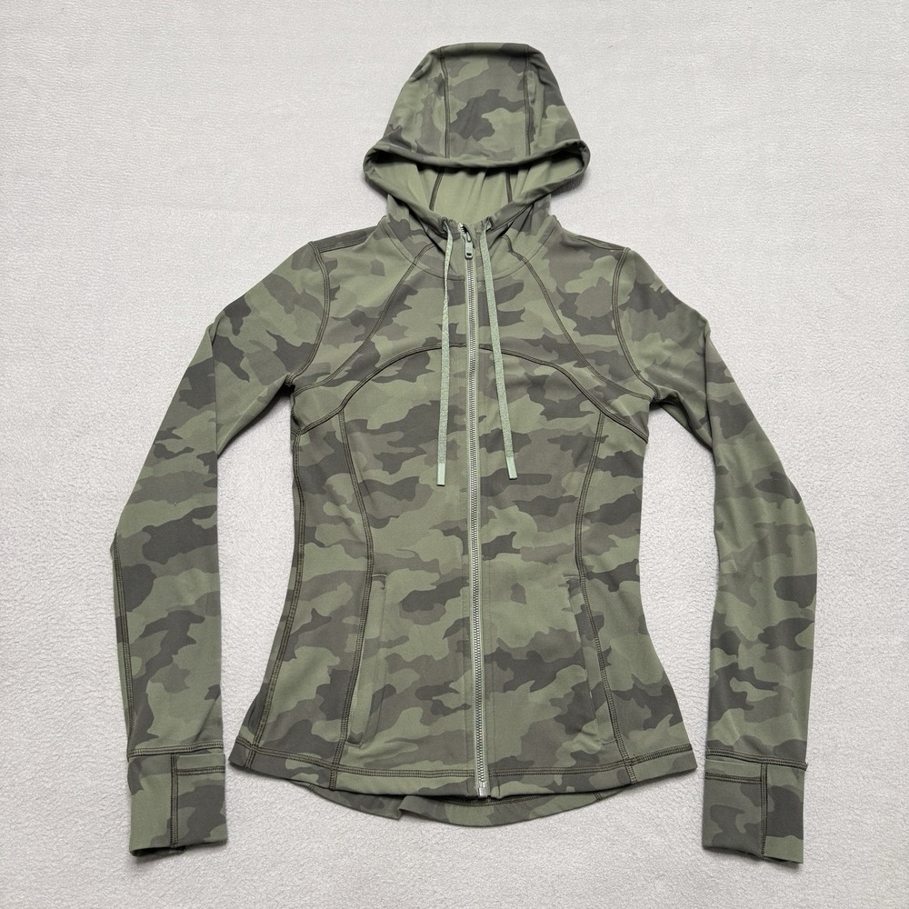 Lululemon Define Jacket Womens 6 Green Camo Full Zip Athletic Yoga Running
